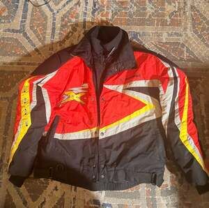 Vintage Polaris Edge X Snowmobile Jacket Red Black Yellow size Medium